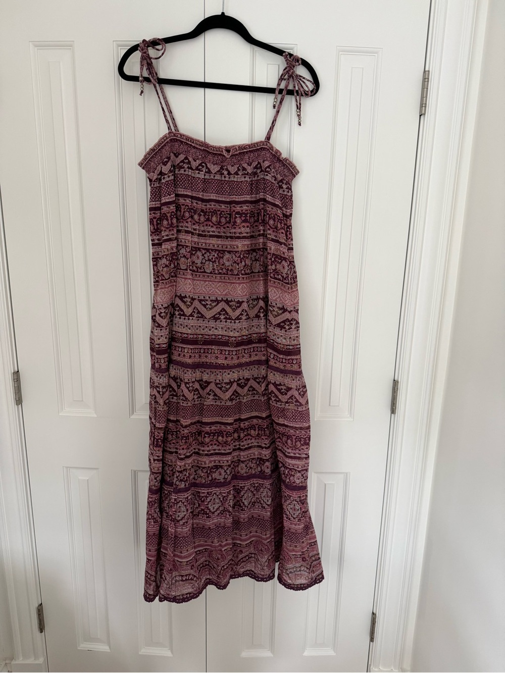 Bohemian Tie-Shoulder Maxi Dress in Mauve Pink by MABE